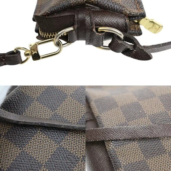 LOUIS VUITTON Trousse Makeup Hand Bag Damier Ebene Leather Brown - Picture 11 of 16